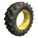 540/65R34 Michelin Multibib R-1W on John Deere Yellow 8-Hole Rim with Clamp/Loop Style 90%