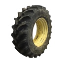 480/70R30 Firestone Radial All Traction DT R-1W on John Deere Yellow 12-Hole Waffle Wheel (Groups of 3 bolts) 99%