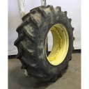 16.9/R28 Goodyear Farm Super Traction Radial R-1W on John Deere Yellow 12-Hole Waffle Wheel (Groups of 3 bolts) 85%