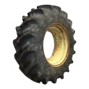16.9/R30 Goodyear Farm Special Sure Grip Radial TD8 R-2 on John Deere Yellow 12-Hole Waffle Wheel (Groups of 3 bolts) 80%