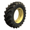 540/65R34 Michelin Multibib(XM108) R-1W on John Deere Yellow 8-Hole Waffle Wheel (Groups of 2 bolts) 80%