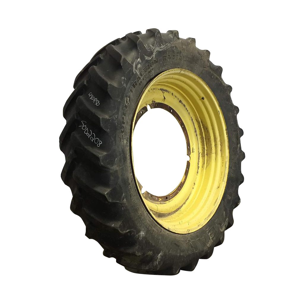 480/80R50 Goodyear Farm DT800 Super Traction R-1W on John Deere Yellow 12-Hole Stub Disc 60%