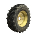 650/65R38 Continental AC65 Contract R-1W on John Deere Yellow 8-Hole Formed Plate W/Weight Holes 65%