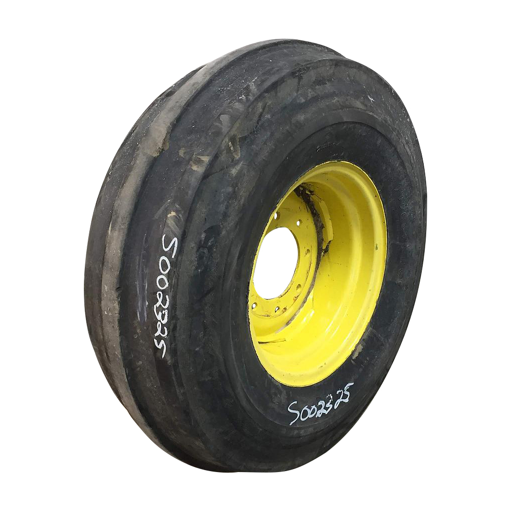 10.00/-16 Firestone Champion Guide Grip 4-Rib SS F-2M on John Deere Yellow 8-Hole Implement 50%