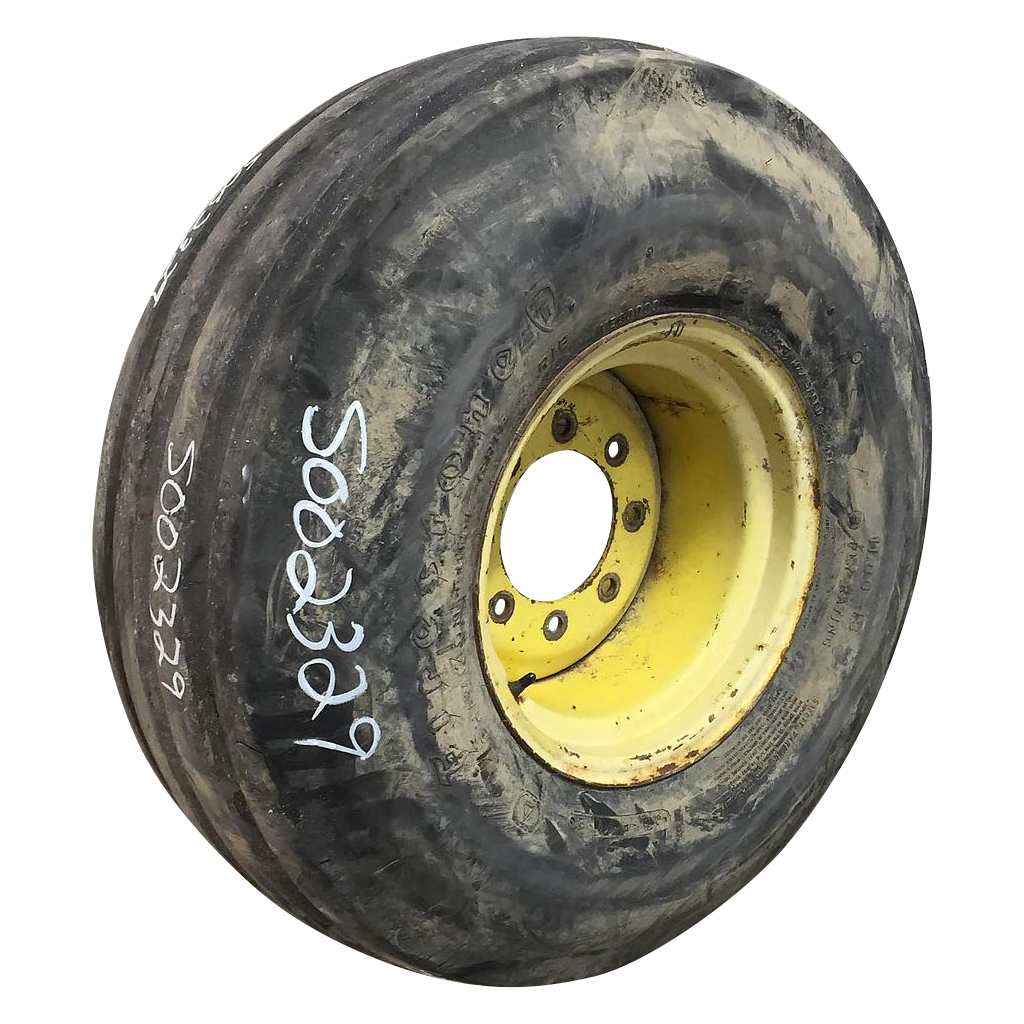 11.00/-16 Firestone Champion Guide Grip 4-Rib F-2M on John Deere Yellow 8-Hole Implement 35%