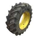 13.6/R24 Michelin AgriBib R-1W on John Deere Yellow 8-Hole Rim with Clamp/U-Clamp (groups of 2 bolts) 60%