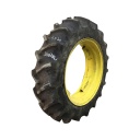 9.5/-24 Goodyear Farm DT221 DuraTorque R-1 on John Deere Yellow 8-Hole Rim with Clamp/U-Clamp (groups of 2 bolts) 90%