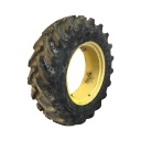 14.9/-28 Goodyear Farm DT195 R-1 on John Deere Yellow 8-Hole Rim with Clamp/Loop Style (groups of 2 bolts) 99%