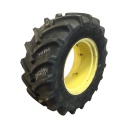 440/65R24 Goodyear Farm DT818 Optitrac R-1W on John Deere Yellow 6-Hole Rim with Clamp/Loop Style 75%