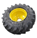 650/85R38 Michelin MachXBib R-1W on John Deere Yellow 10-Hole Formed Plate W/Weight Holes 99%