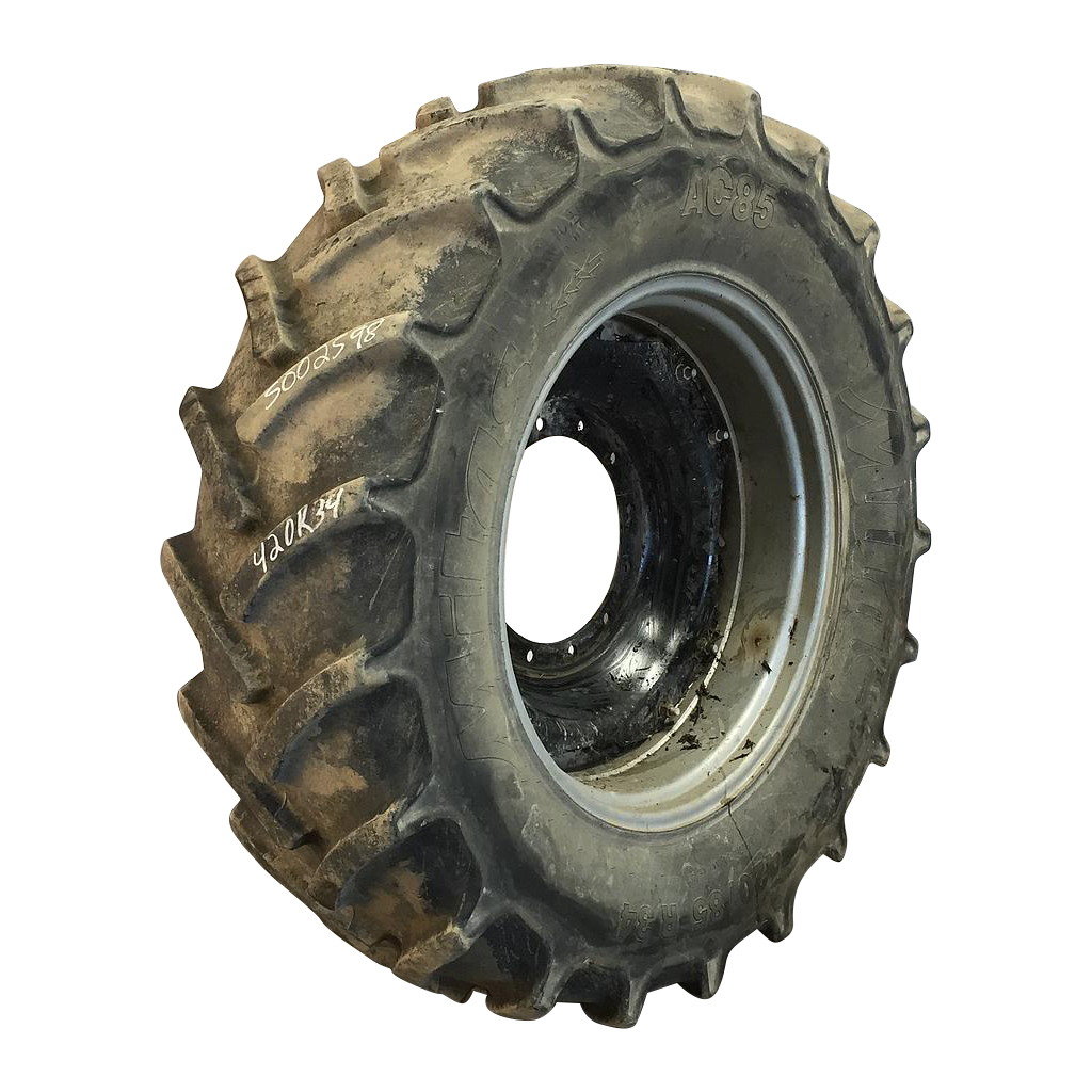 420/85R34 Mitas AC85 Radial R-1W on Case IH Silver Mist/Black 12-Hole Waffle Wheel (Groups of 2 bolts) 65%