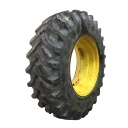 420/90R30 Firestone Radial All Traction FWD R-1 on John Deere Yellow 8-Hole Rim with Clamp/U-Clamp (groups of 2 bolts) 75%