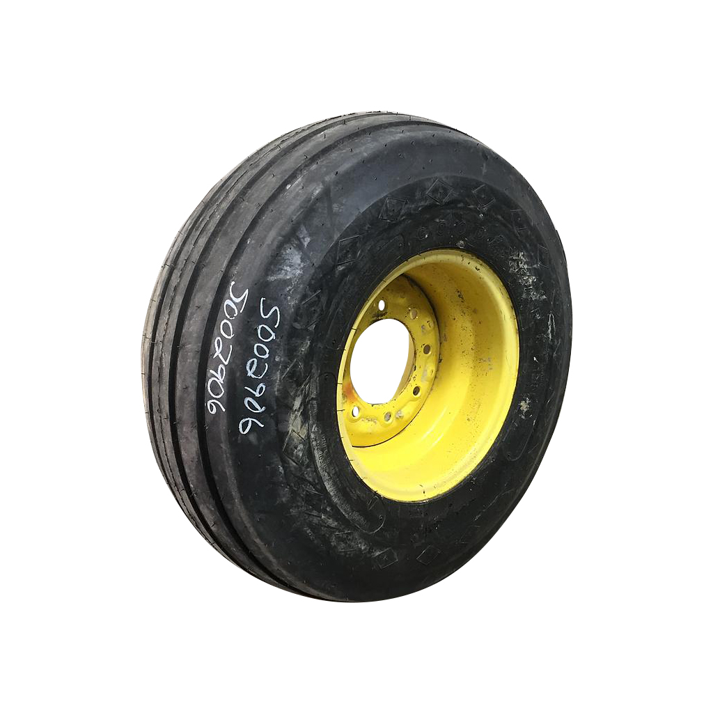 12.5/L-15 Goodyear Farm FI Highway Service II I-1 on John Deere Yellow 8-Hole Implement 99%