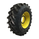 IF 580/80R34 Firestone Radial All Traction DT R-1W on John Deere Yellow 12-Hole Formed Plate 99%