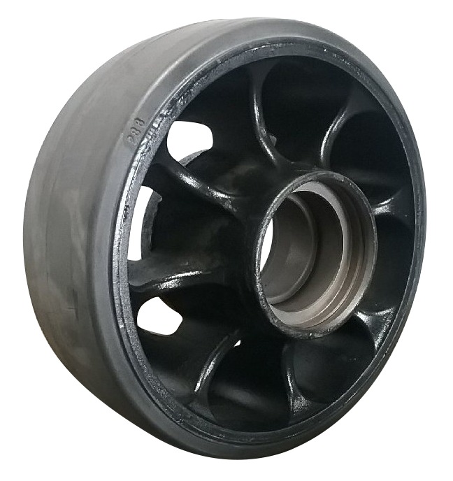 4.5" Wide Mid-Roller Bogie Wheel for Case IH Row Track Tractors Cast Spoked, Hub/Bearing(Poly)