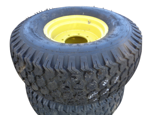 44/18.00-20 Goodyear Farm Softrac NHS HF-1 on John Deere Yellow 8-Hole Formed Plate 65%