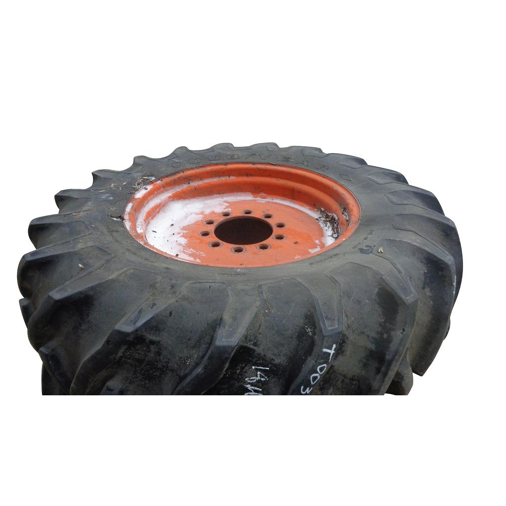 18.4/-30 Goodyear Farm Power Torque R-1 on Kubota Orange 10-Hole Formed Plate 80%