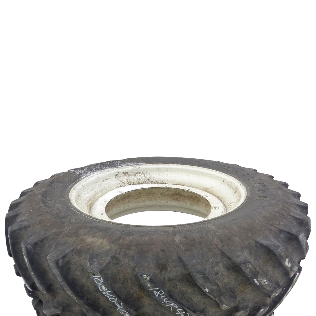 18.4/R42 Armstrong Hi Traction Lug Radial R-1 on New Holland White 12-Hole Stub Disc 65%