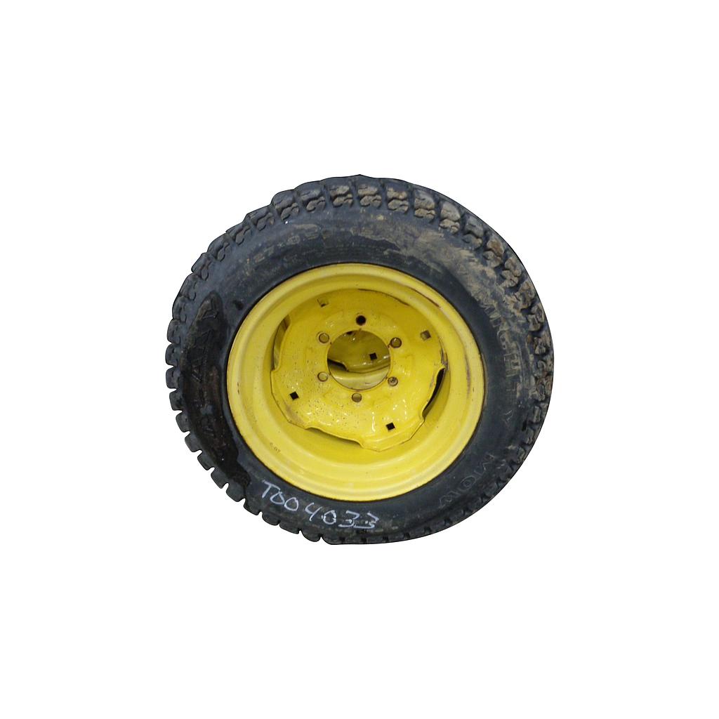 27/8.50-15 Galaxy Mighty Mow R-3 on John Deere Yellow 6-Hole Formed Plate 85%