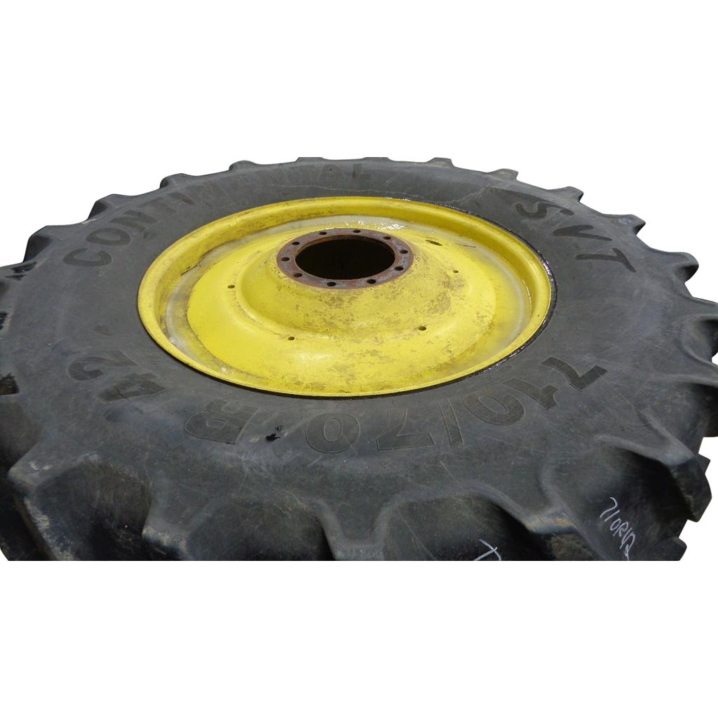 710/70R42 Continental Super Volume SVT R-1W on John Deere Yellow 10-Hole Formed Plate W/Weight Holes 65%