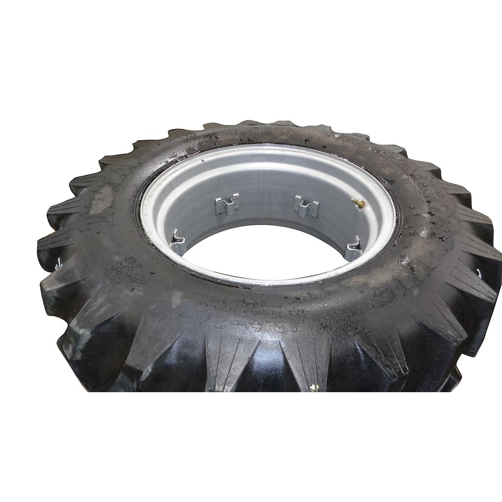 13.6/-24 Titan Farm Hi Traction Lug R-1 on Case IH Silver Mist 6-Hole Rim with Clamp/Loop Style 99%