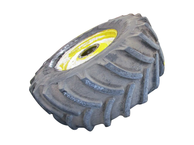 800/70R38 Goodyear Farm DT830 Optitrac R-1W on John Deere Yellow 10-Hole Formed Plate 75%