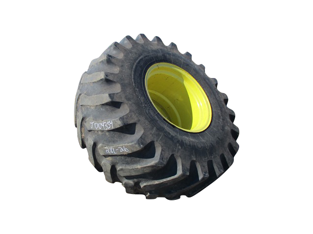 28/L-26 Firestone Super All Traction 23 R-1 on John Deere Yellow 8-Hole Formed Plate 65%