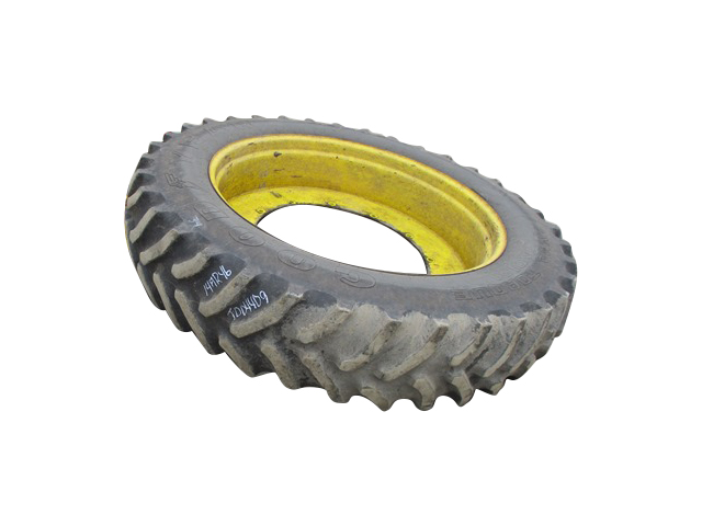 14.9/R46 Goodyear Farm Dyna Torque Radial R-1 on John Deere Yellow 12-Hole Stub Disc 65%