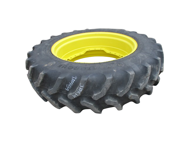 380/85R34 Goodyear Farm UltraTorque Radial R-1 on John Deere Yellow 12-Hole Waffle Wheel (Groups of 3 bolts) 75%