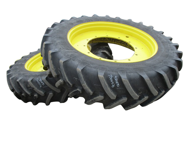 480/80R50 Michelin AgriBib R-1W on John Deere Yellow 12-Hole Stub Disc Sprayer 85%