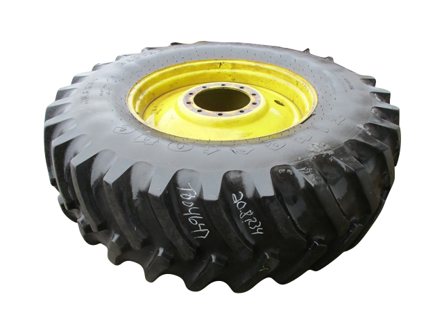 20.8/R34 Firestone Radial All Traction 23 R-1 on John Deere Yellow 10-Hole Formed Plate 80%