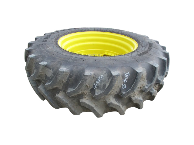 420/90R30 Goodyear Farm UltraTorque Radial R-1 on John Deere Yellow 12-Hole Waffle Wheel (Groups of 3 bolts) 80%