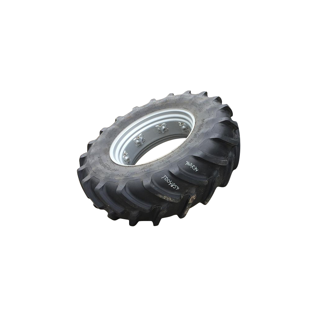 460/85R34 Firestone Performer 85 R-1W on Case IH Silver Mist 8-Hole Rim with Clamp/Loop Style