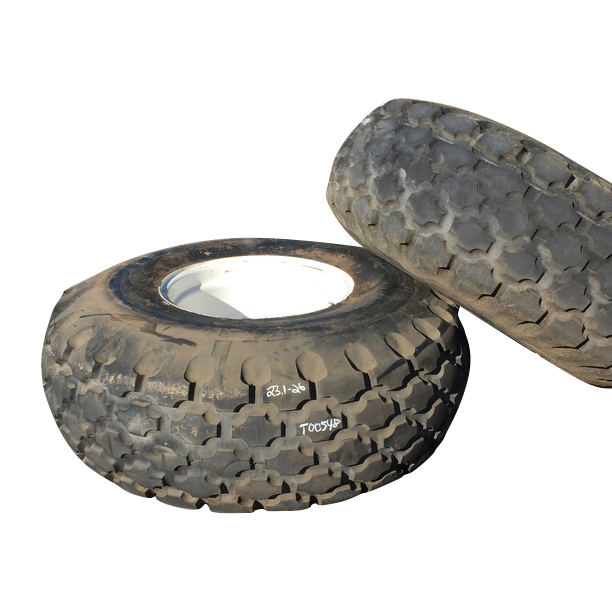 23.1/-26 Firestone All Non-Skid Tractor R-3 on New Holland White 8-Hole Formed Plate 99%