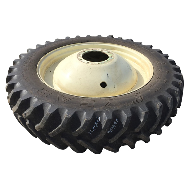 420/80R46 Goodyear Farm Dyna Torque Radial R-1 on Cream 10-Hole Dolly Dual 85%