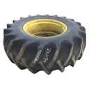 23.1/-34 Firestone Traction Field & Road R-1 on John Deere Yellow 0-Hole Flat Base Deep Drop Ag 20%