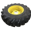 16.9/-24 Firestone All Traction Utility R-4 on John Deere Yellow 8-Hole Rim with Clamp/U-Clamp (groups of 2 bolts) 99%