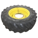480/70R34 Michelin OmniBib R-1W on John Deere Yellow 10-Hole Waffle Wheel (Groups of 3 bolts) 30%