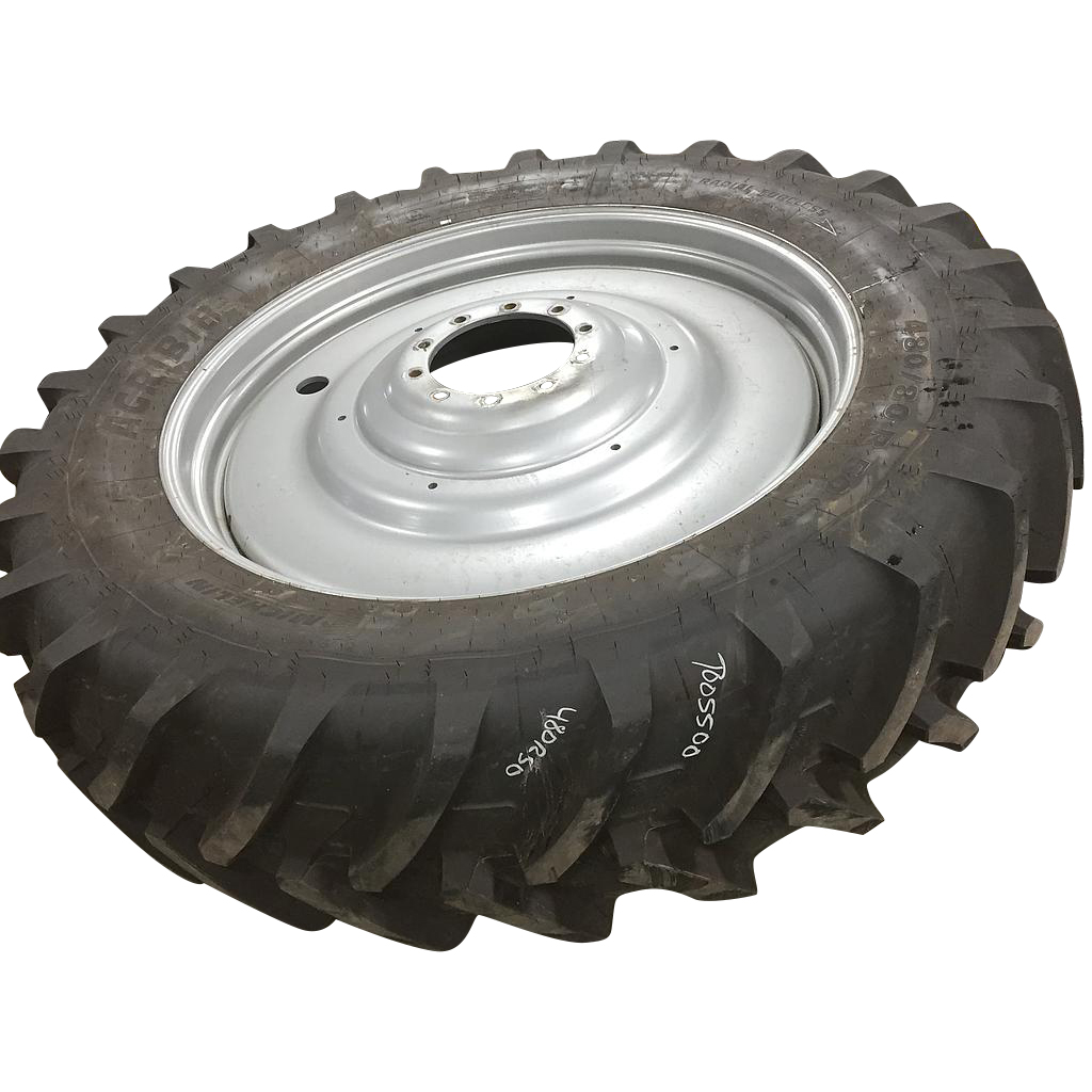 480/80R50 Michelin AgriBib R-1W on Case IH Silver Mist 10-Hole Formed Plate W/Weight Holes 99%