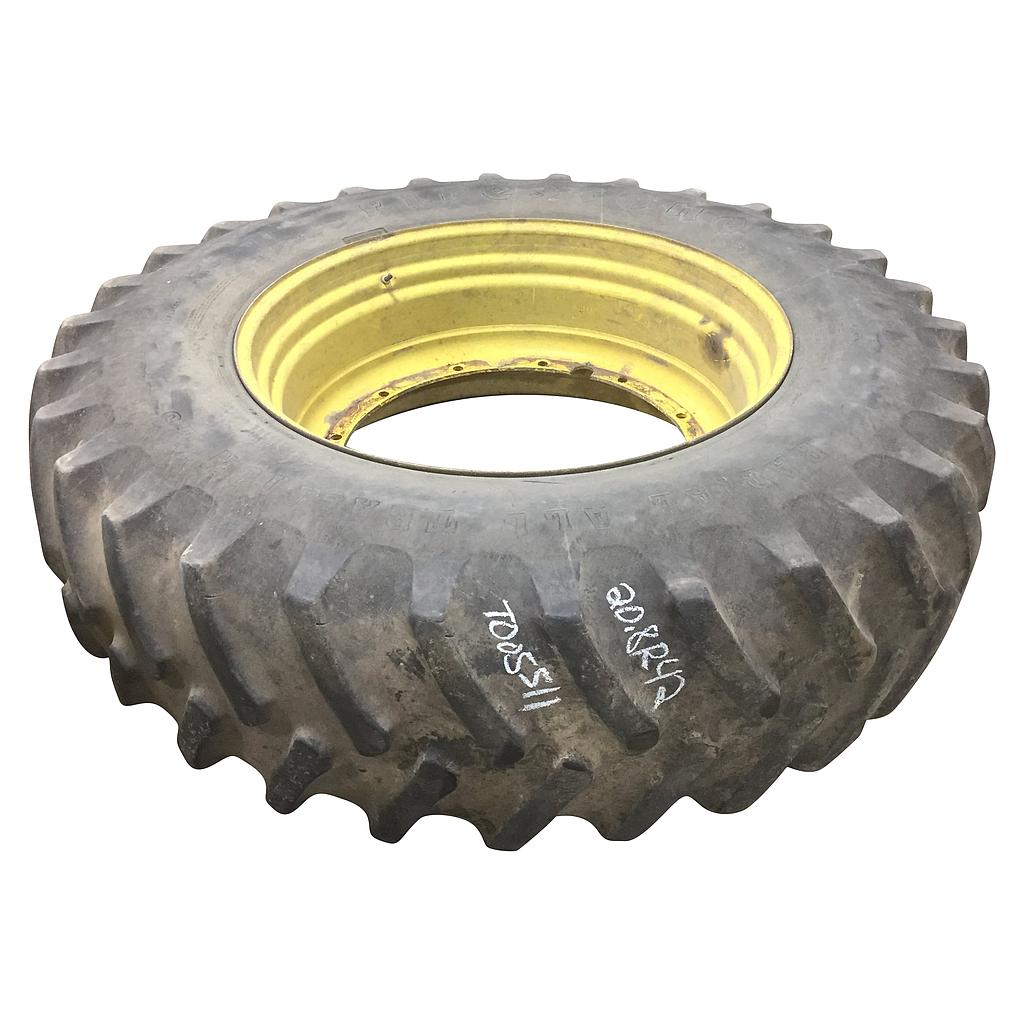 20.8/R42 Firestone Radial All Traction 23 R-1 on John Deere Yellow 12-Hole Stub Disc 55%