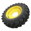 480/70R34 Firestone Radial 9000 R-1W on John Deere Yellow 12-Hole Waffle Wheel (Groups of 3 bolts) 80%