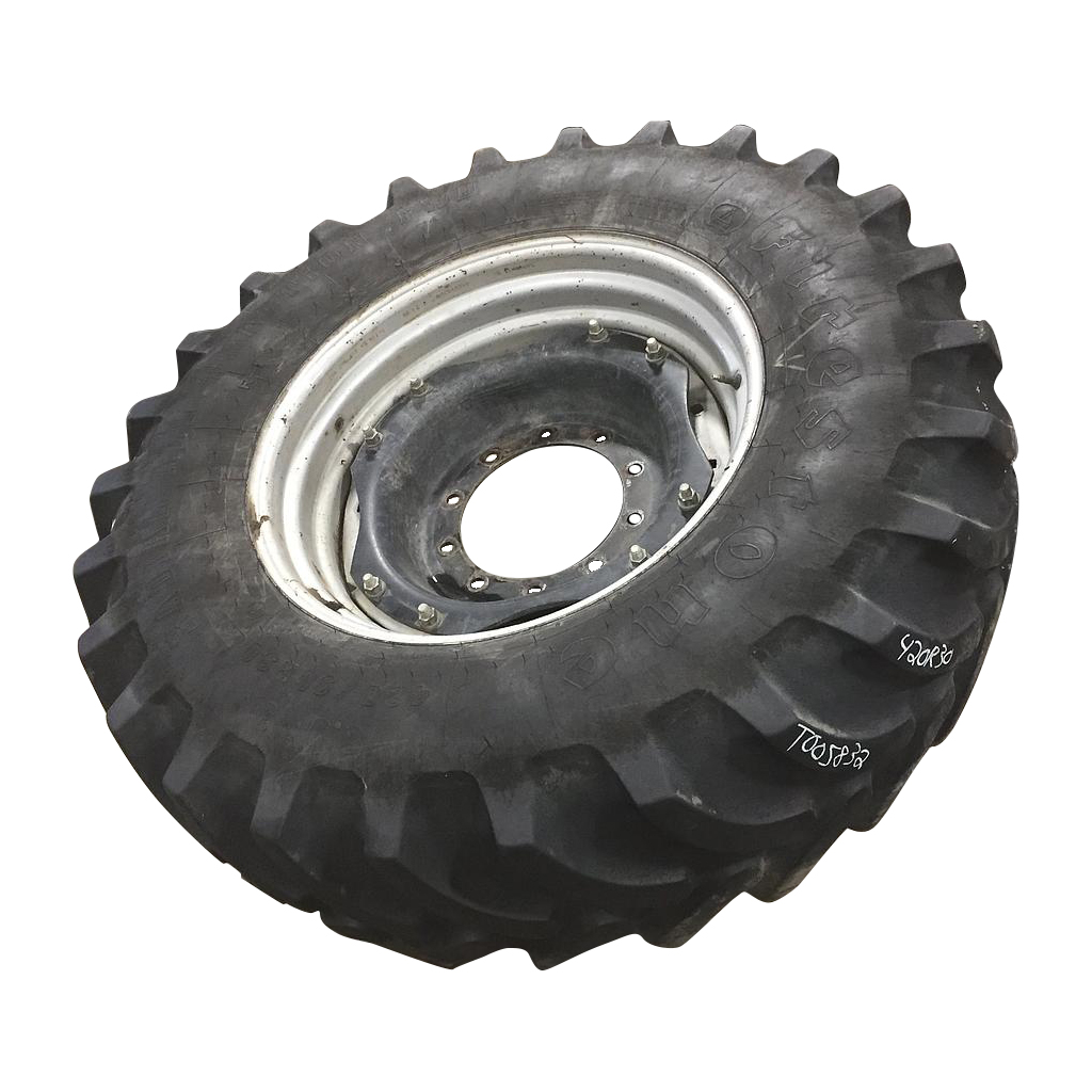 420/90R30 Firestone Radial All Traction FWD R-1 on Case IH Silver Mist/Black 10-Hole Waffle Wheel (Groups of 2 bolts) 50%