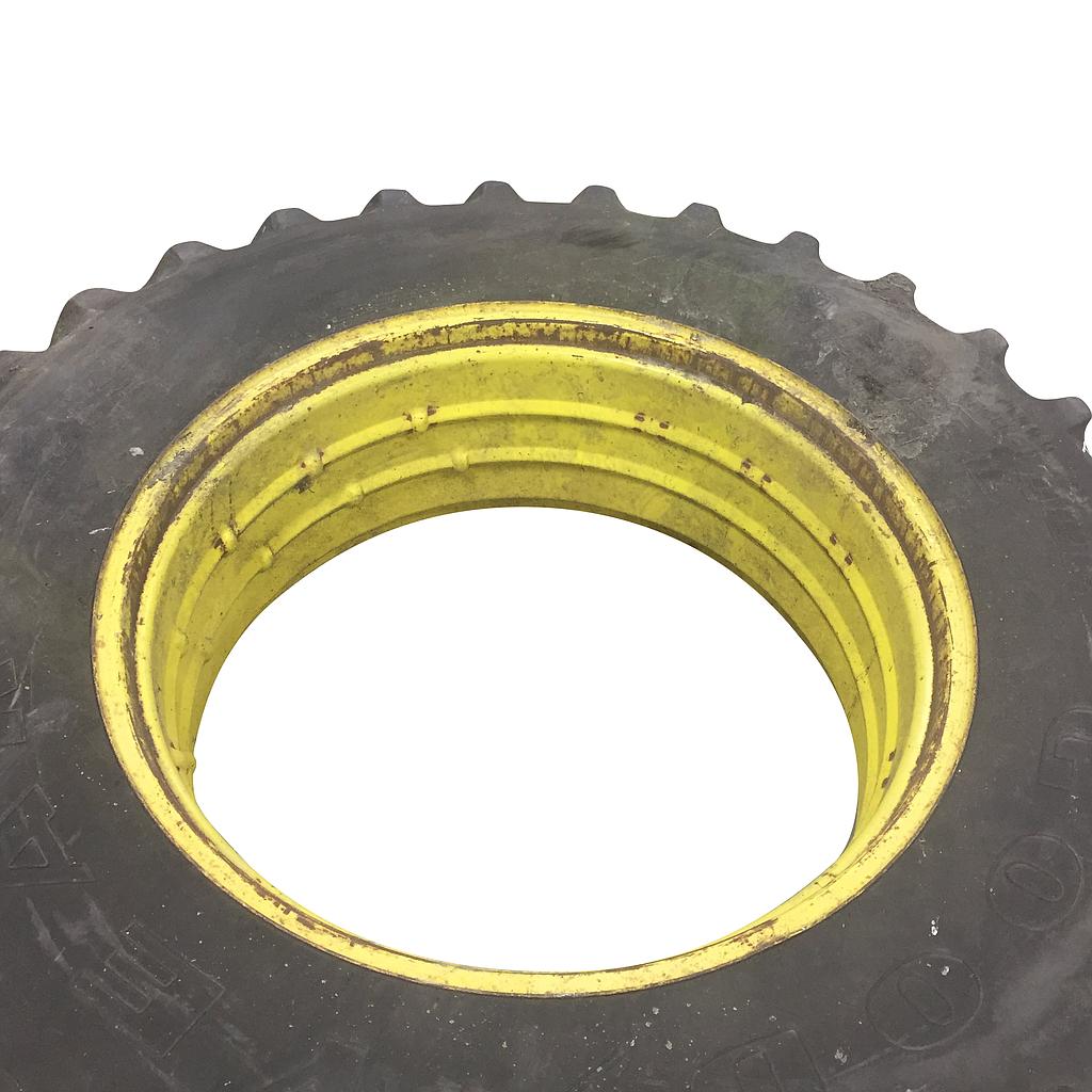 480/80R38 Goodyear Farm Dyna Torque Radial R-1 on John Deere Yellow 0-Hole Double Bevel Ag 40%