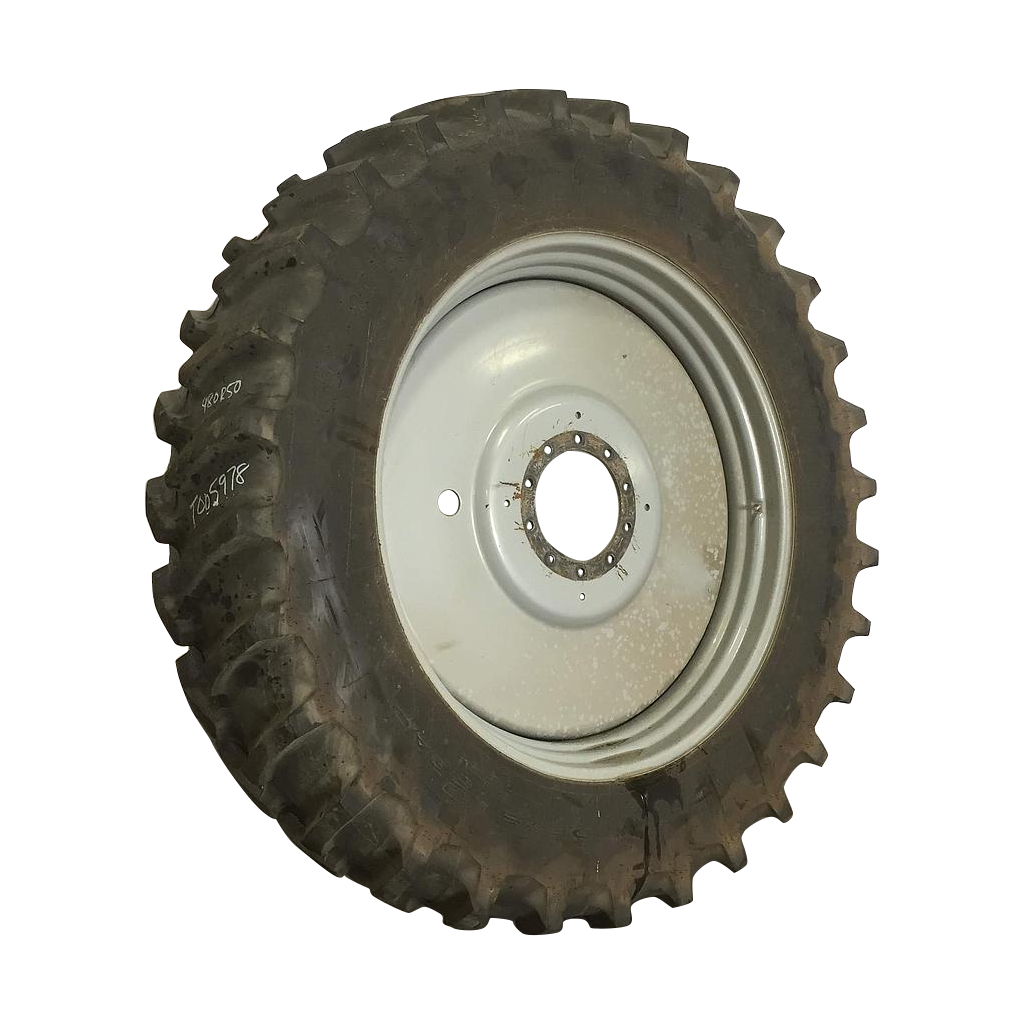 480/80R50 Firestone Radial Deep Tread 23 R-1W on Agco Corp Gray 10-Hole Formed Plate W/Weight Holes 85%