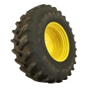 650/85R38 Firestone Radial Deep Tread 23 R-1W on John Deere Yellow 10-Hole Dolly Dual 85%