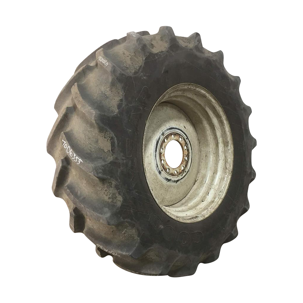 480/70R30 Goodyear Farm DT810 Super Traction R-1W on New Holland White 10-Hole Formed Plate 70%