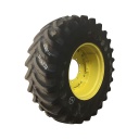 420/85R26 Firestone Radial All Traction FWD R-1 on John Deere Yellow 10-Hole Waffle Wheel (Groups of 2 bolts) 65%