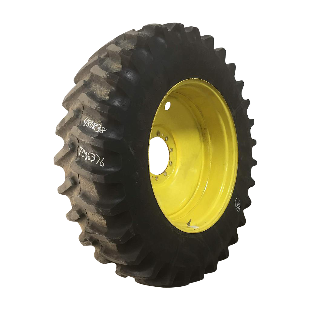 480/80R38 Firestone Radial All Traction 23 R-1 on Kubota Orange 10-Hole Formed Plate 90%
