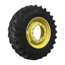 420/90R30 Firestone Radial All Traction FWD R-1 on John Deere Yellow 12-Hole Waffle Wheel (Groups of 3 bolts) 75%