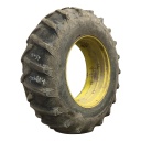 18.4/-34 Firestone Traction Field & Road R-1 on John Deere Yellow 0-Hole Double Bevel Ag 35%